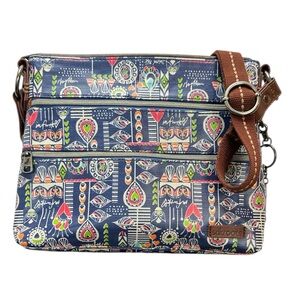 Sakroots Artist Circle Basic Crossbody Bag Floral Print Coated‎ Cotton Canvas